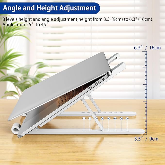 BESIGN LS01 Pro Ergonomic Laptop Stand, Plastic Laptop Riser, Portable and Adjustable Notebook Computer Holder Compatible with 10 - 14" Laptops (White) | Stands - TrueDesk