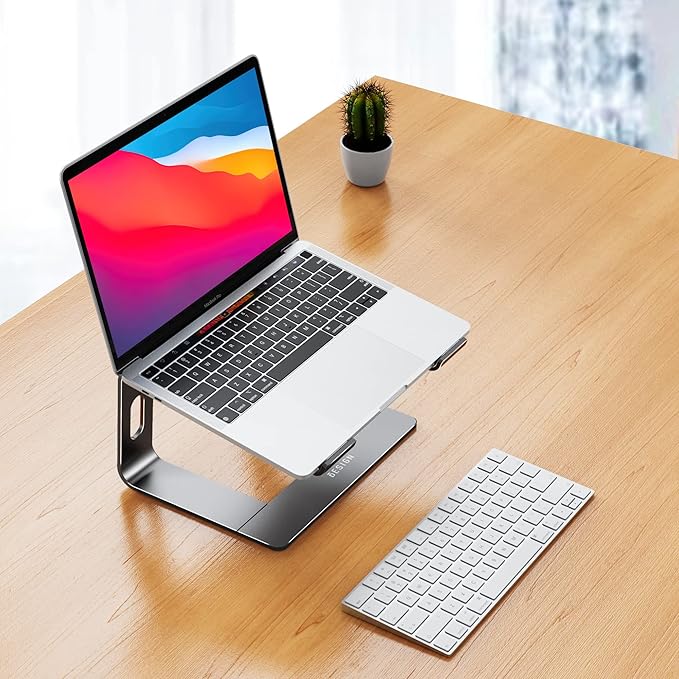 BESIGN LS03 Aluminum Laptop Stand, Ergonomic Detachable Computer Stand, Notebook Holder Compatible with Air, Pro, Dell, HP, Lenovo More 10 - 15.6" Laptops, Gray | Stands - TrueDesk