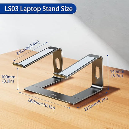 BESIGN LS03 Aluminum Laptop Stand, Ergonomic Detachable Computer Stand, Notebook Holder Compatible with Air, Pro, Dell, HP, Lenovo More 10 - 15.6" Laptops, Gray | Stands - TrueDesk