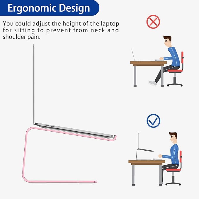 BESIGN LS03 Aluminum Laptop Stand, Ergonomic Detachable Computer Stand, Notebook Holder Compatible with Air, Pro, Dell, HP, Lenovo More 10 - 15.6" Laptops, Pink | Stands - TrueDesk