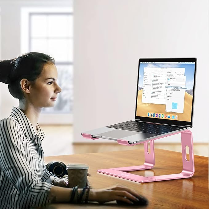 BESIGN LS03 Aluminum Laptop Stand, Ergonomic Detachable Computer Stand, Notebook Holder Compatible with Air, Pro, Dell, HP, Lenovo More 10 - 15.6" Laptops, Pink | Stands - TrueDesk