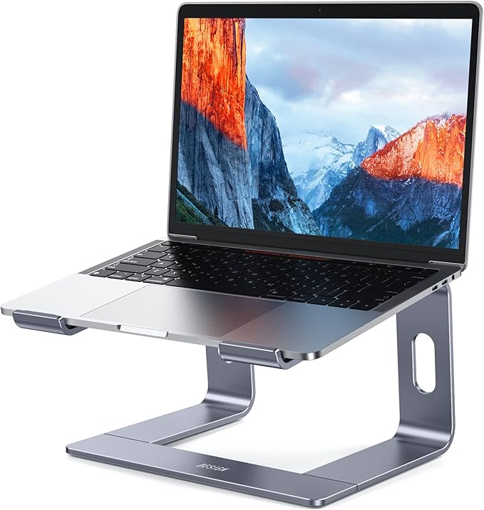 BESIGN LS03 Aluminum Laptop Stand, Ergonomic Detachable Computer Stand, Notebook Holder Compatible with MacBook Air Pro, Dell, HP, Lenovo More 10 - 15.6" Laptops, Space Gray | Stands - TrueDesk