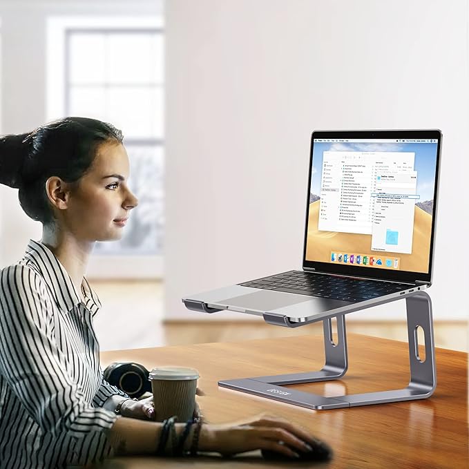 BESIGN LS03 Aluminum Laptop Stand, Ergonomic Detachable Computer Stand, Notebook Holder Compatible with MacBook Air Pro, Dell, HP, Lenovo More 10 - 15.6" Laptops, Space Gray | Stands - TrueDesk