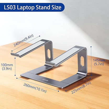 BESIGN LS03 Aluminum Laptop Stand, Ergonomic Detachable Computer Stand, Notebook Holder Compatible with MacBook Air Pro, Dell, HP, Lenovo More 10 - 15.6" Laptops, Space Gray | Stands - TrueDesk