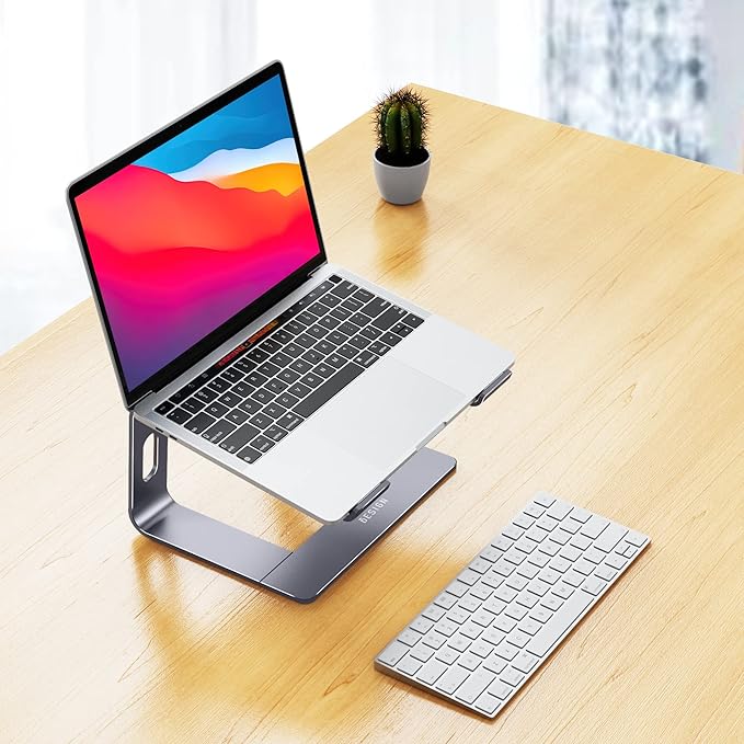 BESIGN LS03 Aluminum Laptop Stand, Ergonomic Detachable Computer Stand, Notebook Holder Compatible with MacBook Air Pro, Dell, HP, Lenovo More 10 - 15.6" Laptops, Space Gray | Stands - TrueDesk