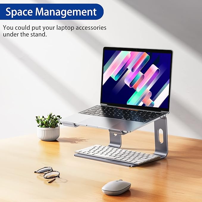 BESIGN LS03 Aluminum Laptop Stand, Ergonomic Detachable Computer Stand, Notebook Holder Compatible with MacBook Air Pro, Dell, HP, Lenovo More 10 - 15.6" Laptops, Space Gray | Stands - TrueDesk