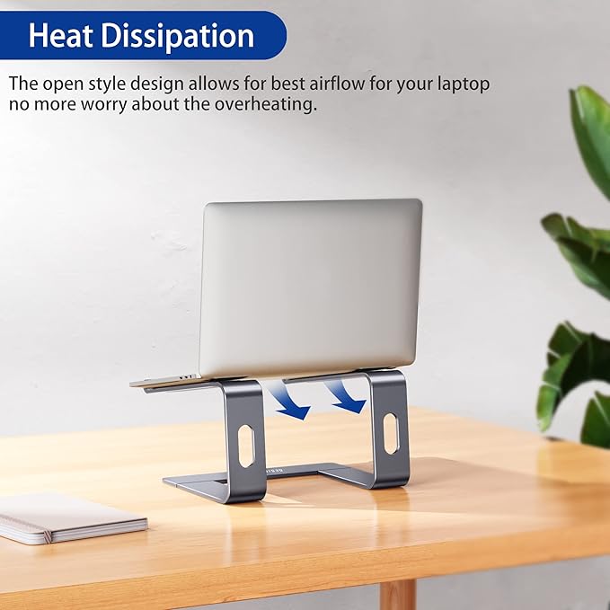 BESIGN LS03 Aluminum Laptop Stand, Ergonomic Detachable Computer Stand, Notebook Holder Compatible with MacBook Air Pro, Dell, HP, Lenovo More 10 - 15.6" Laptops, Space Gray | Stands - TrueDesk