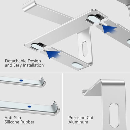 BESIGN LS03 Aluminum Laptop Stand, Ergonomic Detachable Computer Stand, Notebook Riser Compatible with Air, Pro, Dell, HP, Lenovo More 10 - 15.6" Laptops, Silver | Stands - TrueDesk