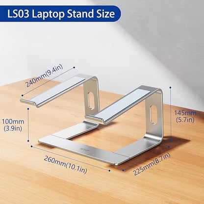 BESIGN LS03 Aluminum Laptop Stand, Ergonomic Detachable Computer Stand, Notebook Riser Compatible with Air, Pro, Dell, HP, Lenovo More 10 - 15.6" Laptops, Silver | Stands - TrueDesk