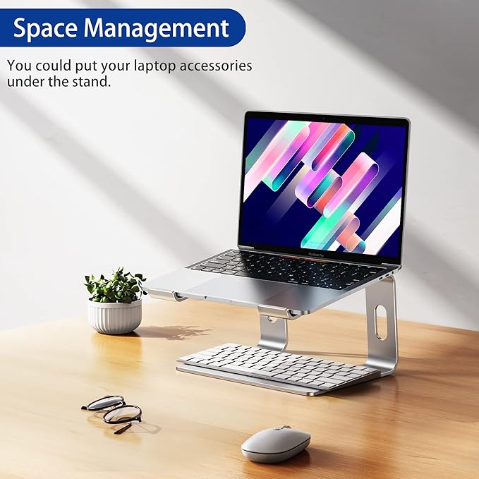 BESIGN LS03 Aluminum Laptop Stand, Ergonomic Detachable Computer Stand, Notebook Riser Compatible with Air, Pro, Dell, HP, Lenovo More 10 - 15.6" Laptops, Silver | Stands - TrueDesk