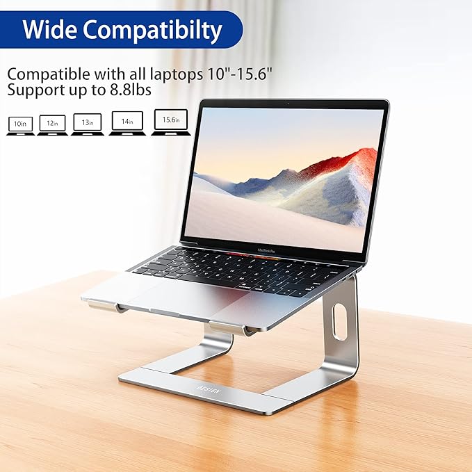 BESIGN LS03 Aluminum Laptop Stand, Ergonomic Detachable Computer Stand, Notebook Riser Compatible with Air, Pro, Dell, HP, Lenovo More 10 - 15.6" Laptops, Silver | Stands - TrueDesk