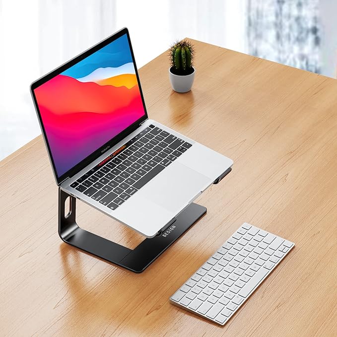 BESIGN LS03 Aluminum Laptop Stand, Ergonomic Detachable Computer Stand, Riser Holder Notebook Stand Compatible with Air, Pro, Dell, HP, Lenovo More 10 - 15.6" Laptops, Black | Stands - TrueDesk
