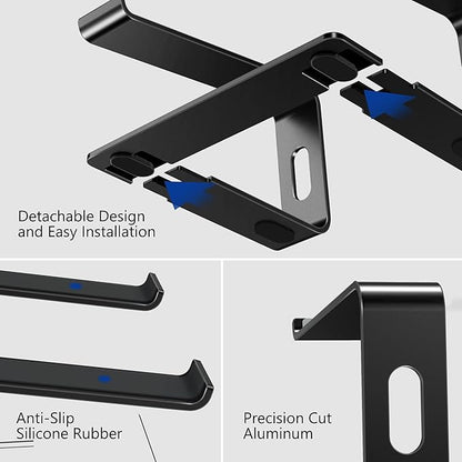BESIGN LS03 Aluminum Laptop Stand, Ergonomic Detachable Computer Stand, Riser Holder Notebook Stand Compatible with Air, Pro, Dell, HP, Lenovo More 10 - 15.6" Laptops, Black | Stands - TrueDesk