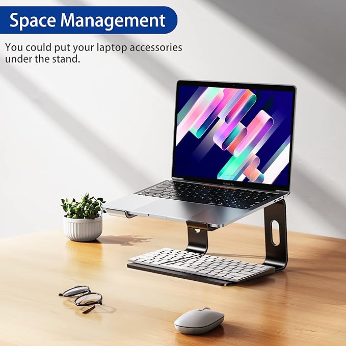 BESIGN LS03 Aluminum Laptop Stand, Ergonomic Detachable Computer Stand, Riser Holder Notebook Stand Compatible with Air, Pro, Dell, HP, Lenovo More 10 - 15.6" Laptops, Black | Stands - TrueDesk