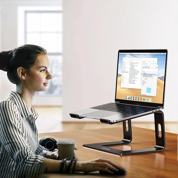 BESIGN LS03 Aluminum Laptop Stand, Ergonomic Detachable Computer Stand, Riser Holder Notebook Stand Compatible with Air, Pro, Dell, HP, Lenovo More 10 - 15.6" Laptops, Black | Stands - TrueDesk