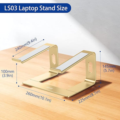 BESIGN LS03 Aluminum Laptop Stand, Ergonomic Detachable Computer Stand, Riser Holder Notebook Stand Compatible with Air, Pro, Dell, HP, Lenovo More 10 - 15.6" Laptops, Gold | Stands - TrueDesk