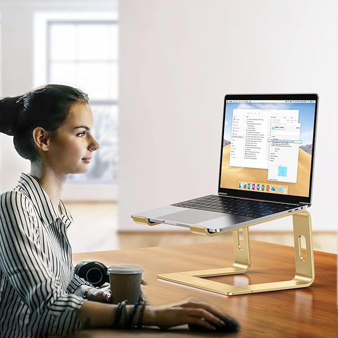 BESIGN LS03 Aluminum Laptop Stand, Ergonomic Detachable Computer Stand, Riser Holder Notebook Stand Compatible with Air, Pro, Dell, HP, Lenovo More 10 - 15.6" Laptops, Gold | Stands - TrueDesk