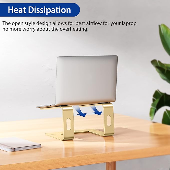 BESIGN LS03 Aluminum Laptop Stand, Ergonomic Detachable Computer Stand, Riser Holder Notebook Stand Compatible with Air, Pro, Dell, HP, Lenovo More 10 - 15.6" Laptops, Gold | Stands - TrueDesk