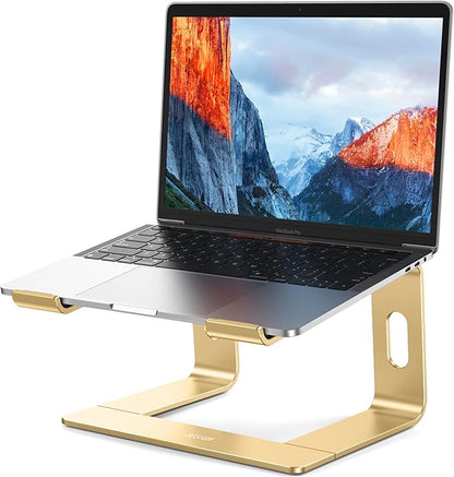 BESIGN LS03 Aluminum Laptop Stand, Ergonomic Detachable Computer Stand, Riser Holder Notebook Stand Compatible with Air, Pro, Dell, HP, Lenovo More 10 - 15.6" Laptops, Gold | Stands - TrueDesk