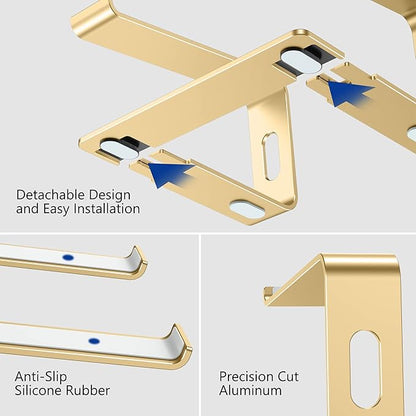 BESIGN LS03 Aluminum Laptop Stand, Ergonomic Detachable Computer Stand, Riser Holder Notebook Stand Compatible with Air, Pro, Dell, HP, Lenovo More 10 - 15.6" Laptops, Gold | Stands - TrueDesk