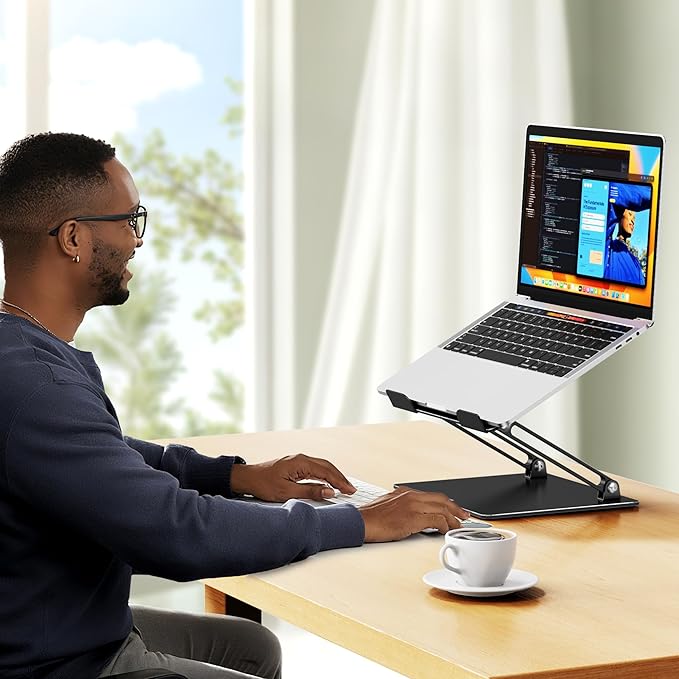 BESIGN LS10 Aluminum Laptop Stand, Ergonomic Adjustable Notebook Tablet Stand, Computer Holder Compatible with Air, Pro, Dell, HP, Lenovo More 10 - 14" Laptops, Black | Stands - TrueDesk