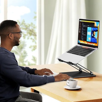 BESIGN LS10 Aluminum Laptop Stand, Ergonomic Adjustable Notebook Tablet Stand, Computer Holder Compatible with Air, Pro, Dell, HP, Lenovo More 10 - 14" Laptops, Black | Stands - TrueDesk
