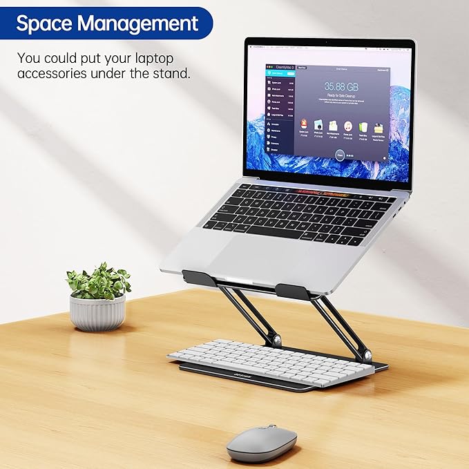 BESIGN LS10 Aluminum Laptop Stand, Ergonomic Adjustable Notebook Tablet Stand, Computer Holder Compatible with Air, Pro, Dell, HP, Lenovo More 10 - 14" Laptops, Black | Stands - TrueDesk