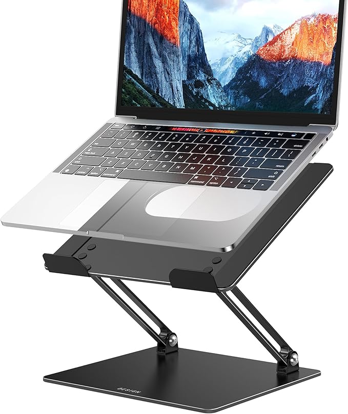 BESIGN LS10 Aluminum Laptop Stand, Ergonomic Adjustable Notebook Tablet Stand, Computer Holder Compatible with Air, Pro, Dell, HP, Lenovo More 10 - 14" Laptops, Black | Stands - TrueDesk