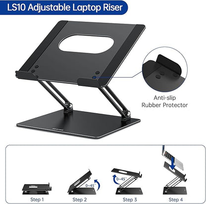BESIGN LS10 Aluminum Laptop Stand, Ergonomic Adjustable Notebook Tablet Stand, Computer Holder Compatible with Air, Pro, Dell, HP, Lenovo More 10 - 14" Laptops, Black | Stands - TrueDesk