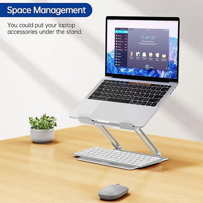 BESIGN LS10 Aluminum Laptop Stand, Ergonomic Adjustable Notebook Tablet Stand, Computer Holder Compatible with Air, Pro, Dell, HP, Lenovo More 10 - 14" Laptops, Silver | Stands - TrueDesk