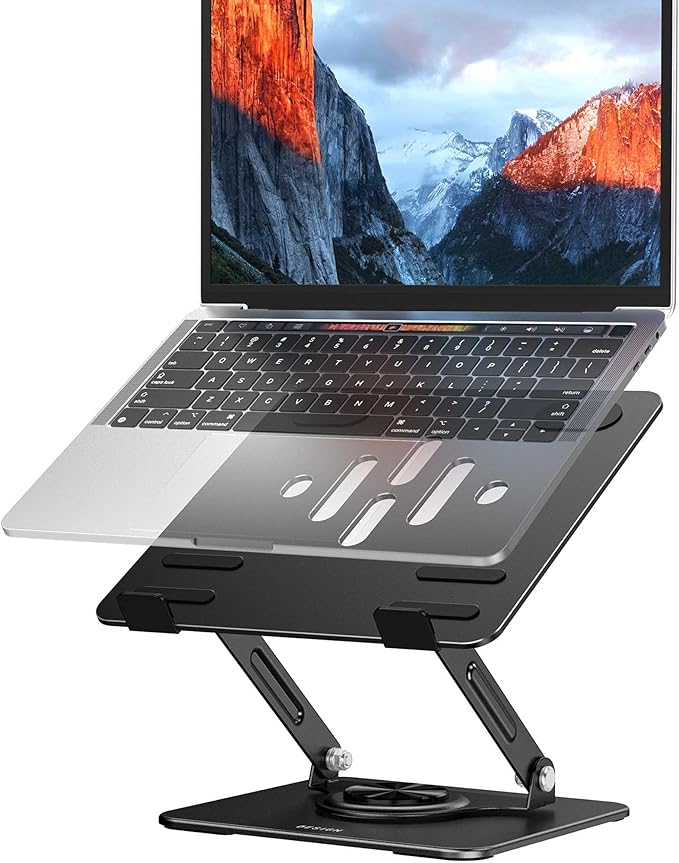 BESIGN LS11 Laptop Stand with 360° Rotating Base, Ergonomic Adjustable Notebook Riser, Foldable Computer Holder Compatible with 10 - 14" Laptops (Black) | Stands - TrueDesk
