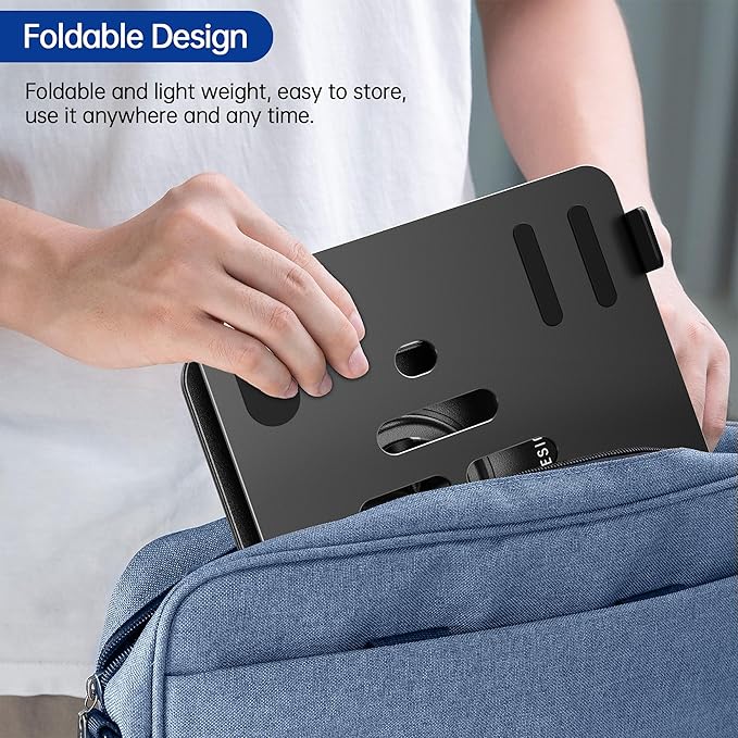 BESIGN LS11 Laptop Stand with 360° Rotating Base, Ergonomic Adjustable Notebook Riser, Foldable Computer Holder Compatible with 10 - 14" Laptops (Black) | Stands - TrueDesk