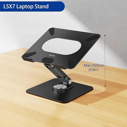 BESIGN LSX7 Laptop Stand with 360 Rotating Base, Ergonomic Adjustable Notebook Riser, Foldable Computer Holder Compatible with 10 - 15.6" Laptops (Black) | Stands - TrueDesk