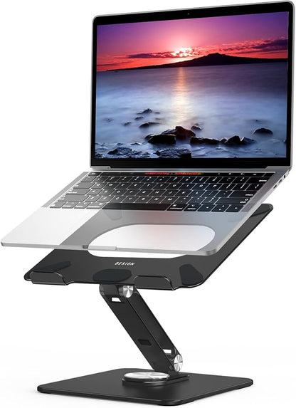 BESIGN LSX7 Laptop Stand with 360 Rotating Base, Ergonomic Adjustable Notebook Riser, Foldable Computer Holder Compatible with 10 - 15.6" Laptops (Black) | Stands - TrueDesk