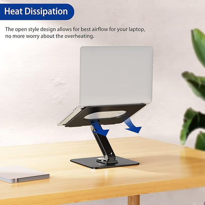 BESIGN LSX7 Laptop Stand with 360 Rotating Base, Ergonomic Adjustable Notebook Riser, Foldable Computer Holder Compatible with 10 - 15.6" Laptops (Black) | Stands - TrueDesk