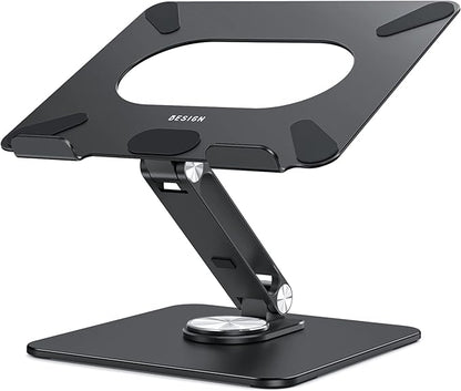 BESIGN LSX7 Laptop Stand with 360 Rotating Base, Ergonomic Adjustable Notebook Riser, Foldable Computer Holder Compatible with 10 - 15.6" Laptops (Black) | Stands - TrueDesk