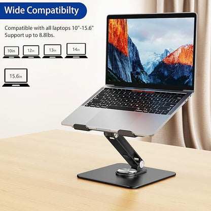 BESIGN LSX7 Laptop Stand with 360 Rotating Base, Ergonomic Adjustable Notebook Riser, Foldable Computer Holder Compatible with 10 - 15.6" Laptops (Black) | Stands - TrueDesk