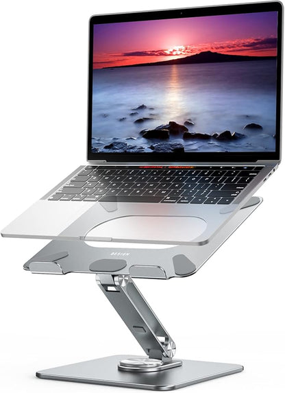 BESIGN LSX7 Laptop Stand with 360 Rotating Base, Ergonomic Adjustable Notebook Riser, Foldable Computer Holder Compatible with 10 - 15.6" Laptops (Gray) | Stands - TrueDesk