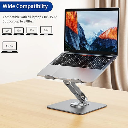 BESIGN LSX7 Laptop Stand with 360 Rotating Base, Ergonomic Adjustable Notebook Riser, Foldable Computer Holder Compatible with 10 - 15.6" Laptops (Gray) | Stands - TrueDesk