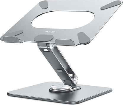 BESIGN LSX7 Laptop Stand with 360 Rotating Base, Ergonomic Adjustable Notebook Riser, Foldable Computer Holder Compatible with 10 - 15.6" Laptops (Gray) | Stands - TrueDesk