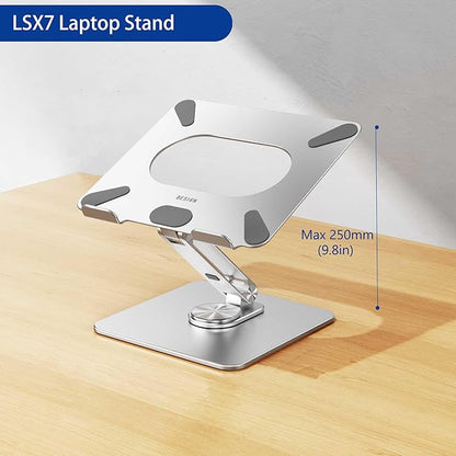 BESIGN LSX7 Laptop Stand with 360 Rotating Base, Ergonomic Adjustable Notebook Riser, Foldable Computer Holder Compatible with 10 - 15.6" Laptops (Silver) | Stands - TrueDesk