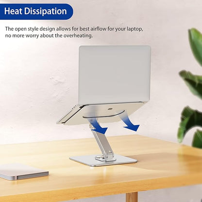 BESIGN LSX7 Laptop Stand with 360 Rotating Base, Ergonomic Adjustable Notebook Riser, Foldable Computer Holder Compatible with 10 - 15.6" Laptops (Silver) | Stands - TrueDesk