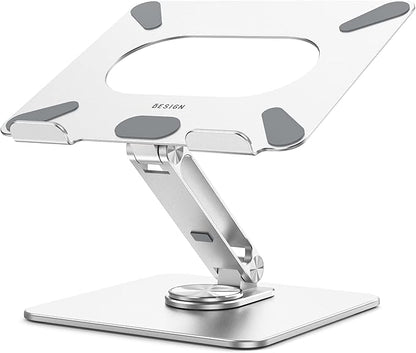 BESIGN LSX7 Laptop Stand with 360 Rotating Base, Ergonomic Adjustable Notebook Riser, Foldable Computer Holder Compatible with 10 - 15.6" Laptops (Silver) | Stands - TrueDesk