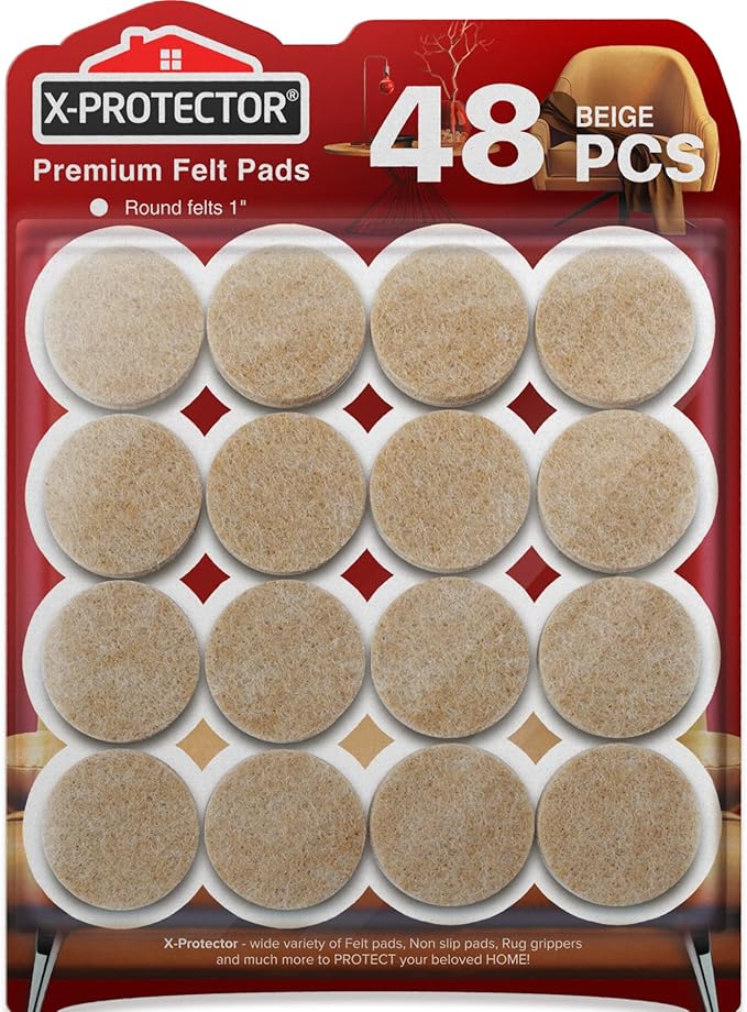 Best Felt Furniture Pads X - PROTECTOR - 48 Premium Chair Felt Pads Floor Protector for Furniture Feet Wood Hardwood Floors - Protect Your Hard Floors! (Beige) | Furniture Pads - TrueDesk