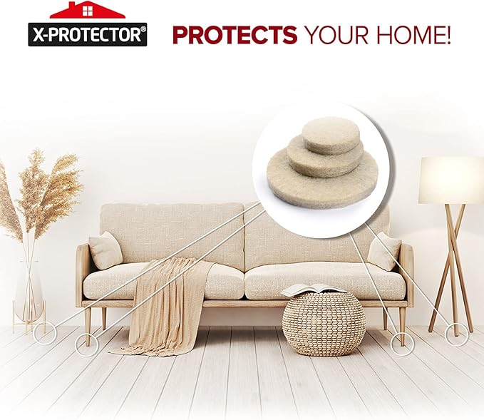 Best Felt Furniture Pads X - PROTECTOR - 48 Premium Chair Felt Pads Floor Protector for Furniture Feet Wood Hardwood Floors - Protect Your Hard Floors! (Beige) | Furniture Pads - TrueDesk