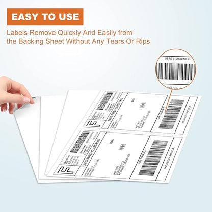 BESTEASY 1000 Half Sheet Self Adhesive Shipping Labels, Laser/Ink Jet White Blank Shipping Labels 8.5" x 5.5" Address Labels (500 Sheet Total 1000 Labels) | Laser Inkjet Printer Labels - TrueDesk