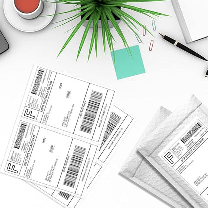 BESTEASY 1000 Half Sheet Self Adhesive Shipping Labels, Laser/Ink Jet White Blank Shipping Labels 8.5" x 5.5" Address Labels (500 Sheet Total 1000 Labels) | Laser Inkjet Printer Labels - TrueDesk