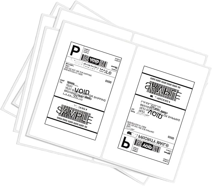 BESTEASY 1000 Round Corner Half Sheet Self Adhesive Shipping Labels for Laser and Ink Jet Printers, White Blank (500 Sheets, 1000 Labels) | Laser Inkjet Printer Labels - TrueDesk