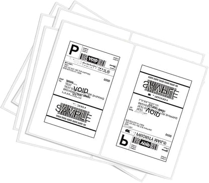 BESTEASY 1000 Round Corner Half Sheet Self Adhesive Shipping Labels for Laser and Ink Jet Printers, White Blank (500 Sheets, 1000 Labels) | Laser Inkjet Printer Labels - TrueDesk