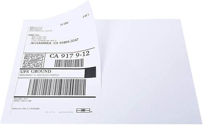 BESTEASY 1000 Round Corner Half Sheet Self Adhesive Shipping Labels for Laser and Ink Jet Printers, White Blank (500 Sheets, 1000 Labels) | Laser Inkjet Printer Labels - TrueDesk